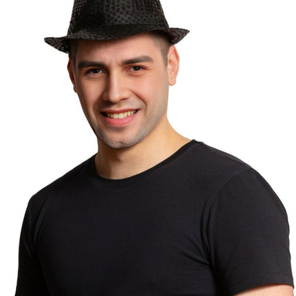 Zwarte Hoed Pailletten Met Licht