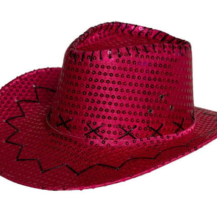 Cowboy Hoed Pailletten Neon Roze