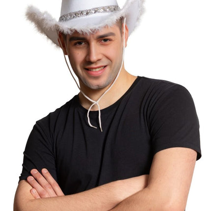 Cowboy Hoed Glitter met Bont Wit