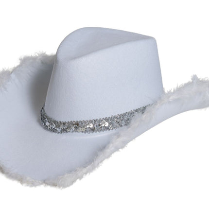 Cowboy Hoed Glitter met Bont Wit
