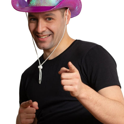 Cowboy Hoed Shiny Neon Roze