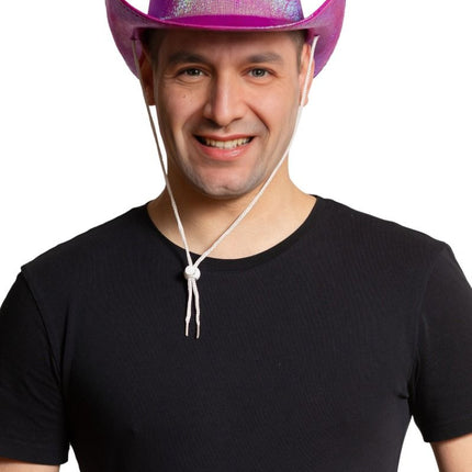 Cowboy Hoed Shiny Neon Roze