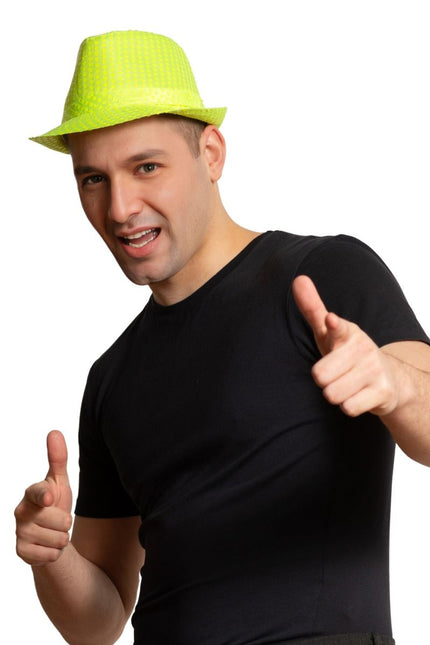 Pailletten Hoedje Neon Groen
