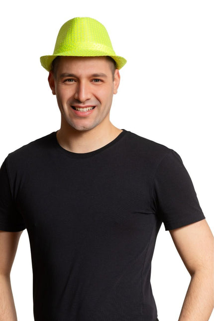 Pailletten Hoedje Neon Groen