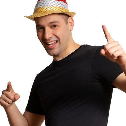 Pailletten Hoedje Rood/Wit/Geel