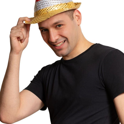 Pailletten Hoedje Rood/Wit/Geel