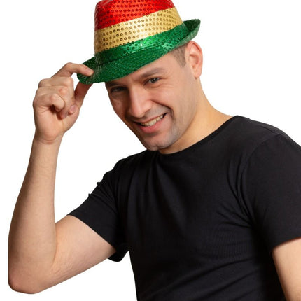 Pailletten Hoedje Rood/Geel/Groen