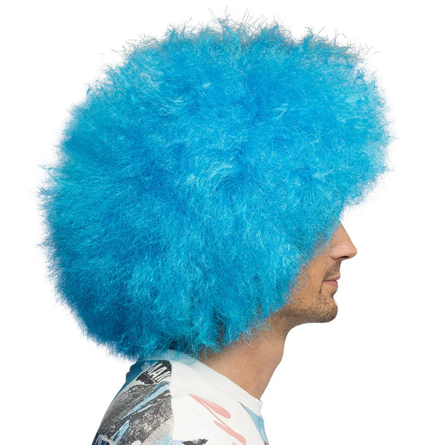 Neon Pruik Blauw Afro