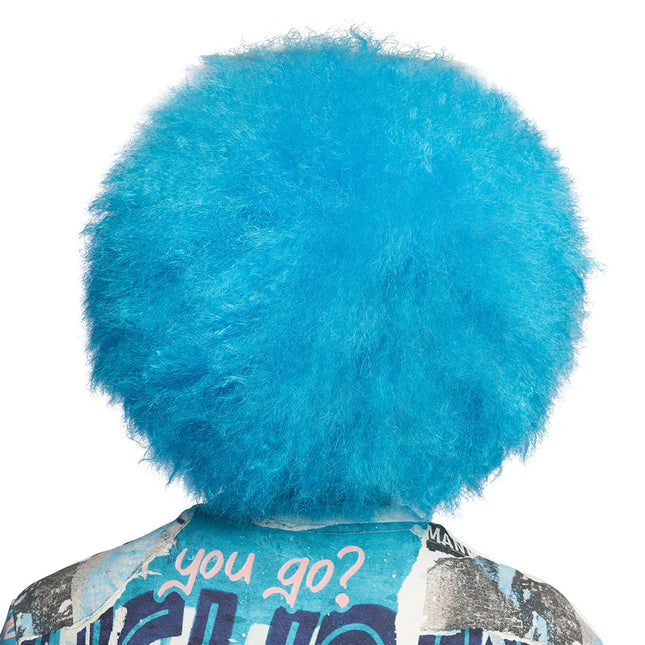 Neon Pruik Blauw Afro
