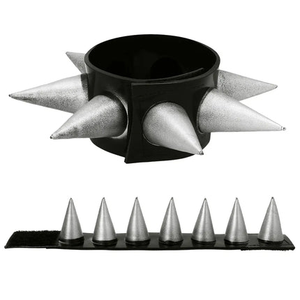 Zwart Zilveren Armband Spikes