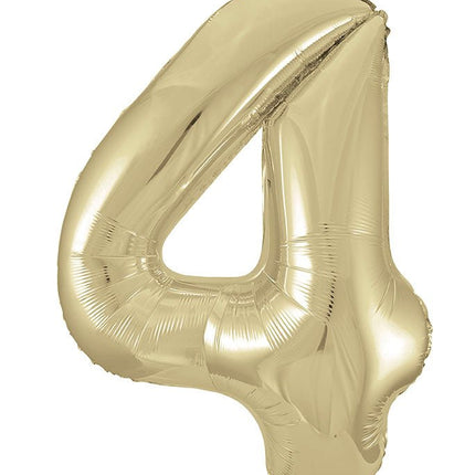 4 Jaar Cijfer Ballon Goud Glans Leeg 86cm van Unique koop je bij Partywinkel