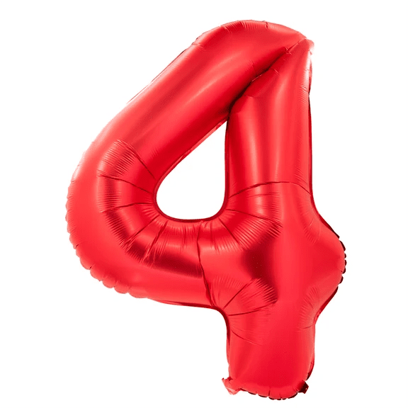4 Jaar Cijfer Ballon Rood 1m van VDV Benefit koop je bij Partywinkel