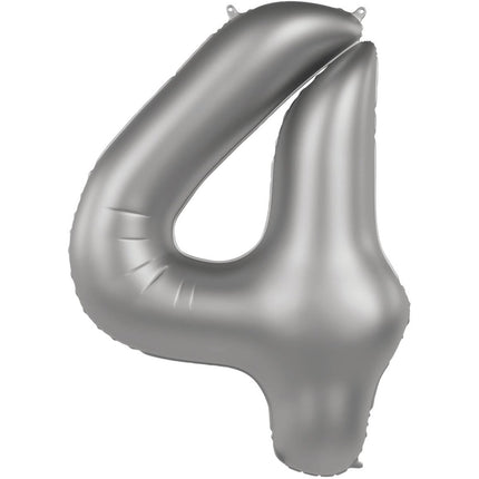 4 Jaar Cijfer Ballon Zilver 86cm van Folat koop je bij Partywinkel