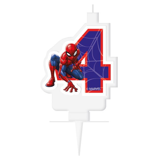 4 Jaar Kaars Spiderman van Procos koop je bij Partywinkel