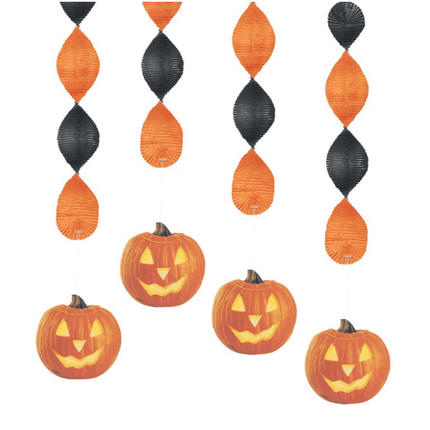 4 PUMPKIN GLOW 18" HANGNG DEC van Unique koop je bij Partywinkel