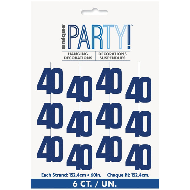 40 Jaar Hangdecoratie Blauw 1,52m van Unique koop je bij Partywinkel
