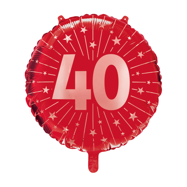 40 Jaar Helium Ballon Rood Leeg 45cm van WeFiesta koop je bij Partywinkel