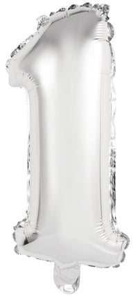 1 Jaar Cijfer Ballon Zilver Glans Leeg 35cm