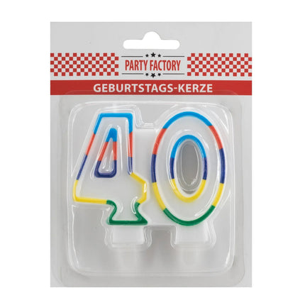40 Jaar Kaars Gekleurde Rand 7cm