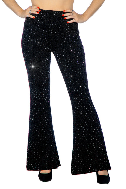 Zwarte Broek Dames Flared Glitter