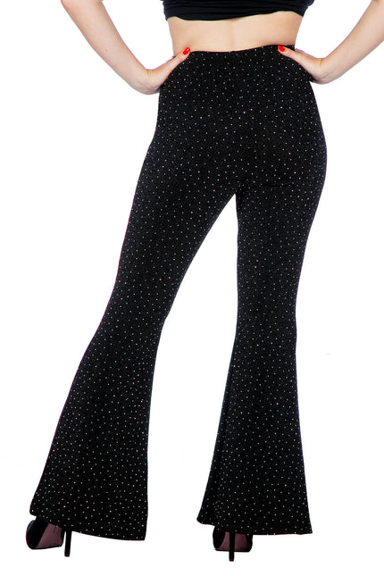 Zwarte Broek Dames Flared Glitter