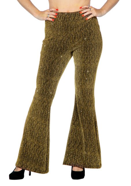 Gouden Broek Dames Flared Glitter