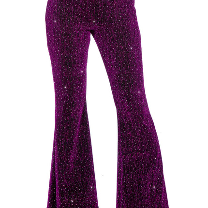 Paarse Broek Dames Flared Glitter