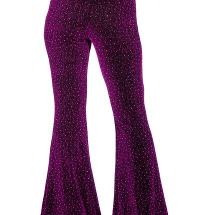 Paarse Broek Dames Flared Glitter