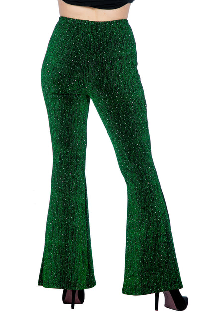 Groene Broek Dames Flared Glitter