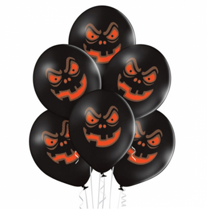 Halloween Ballonnen Zwart Pompoen 30cm 10st