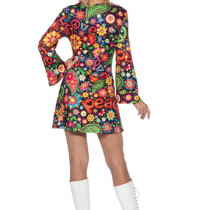 Hippie jurkje zwart peace