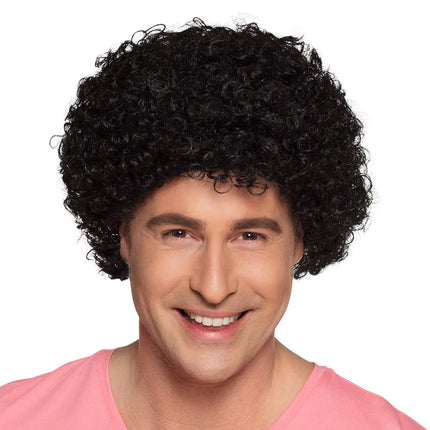 Pruik Curly zwart