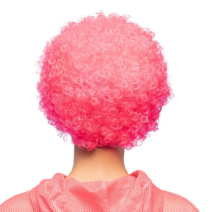 Pruik Curly neonroze UV