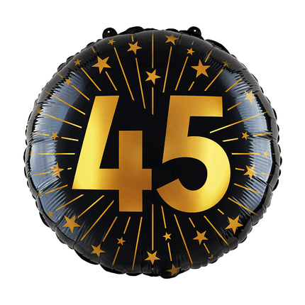 45 Jaar Helium Ballon Zwart Goud Leeg 45cm van WeFiesta koop je bij Partywinkel
