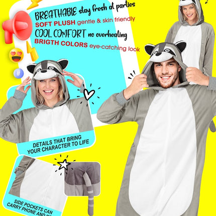 Wasbeer Jumpsuit met Kap