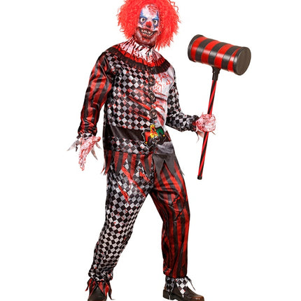 Clown Kostuum Rood Heren 4 delig
