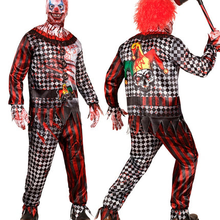 Clown Kostuum Rood Heren 4 delig