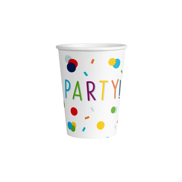 8 Bekers Confetti Birthday Paper 250 ml