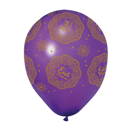 Eid Mubarak Ballonnen Paars Blauw 30cm 6st