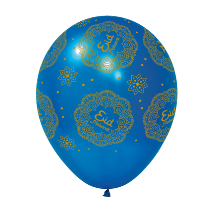 Eid Mubarak Ballonnen Paars Blauw 30cm 6st