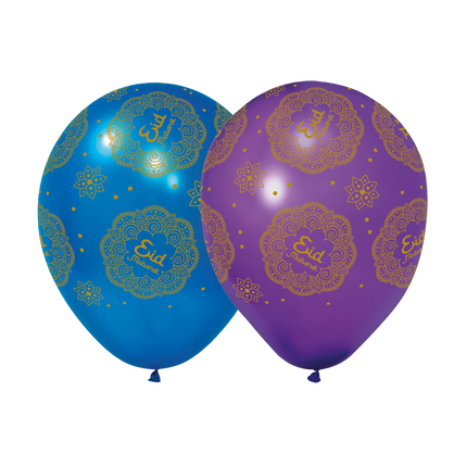 Eid Mubarak Ballonnen Paars Blauw 30cm 6st
