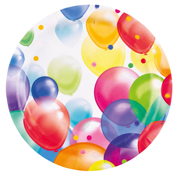 8 Borden Balloons Round Papier 23 cm