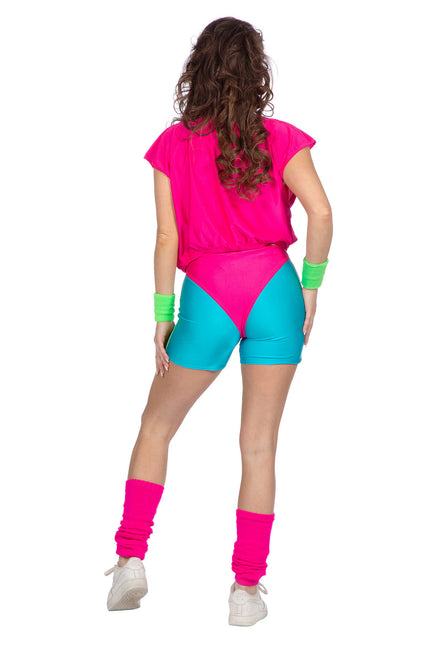 Neon 80S Kostuum Dames Aerobic 4 delig