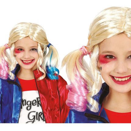 Blonde Pruik Harley Quinn Kind