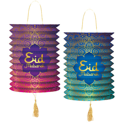 Eid Mubarak Lampionnen Paars Blauw 25cm 2st