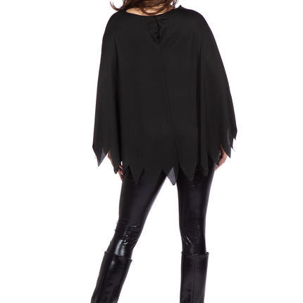 Skelet Poncho Zwart Zilver Strass