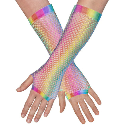 Paar handschoenen eleboog Mesh regenboog