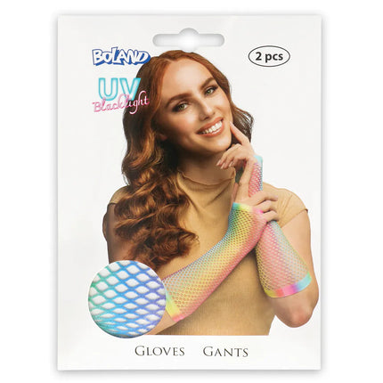 Paar handschoenen eleboog Mesh regenboog