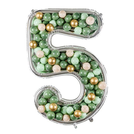 5 Jaar Ballon Frame Zilver 1,26m van Partydeco koop je bij Partywinkel