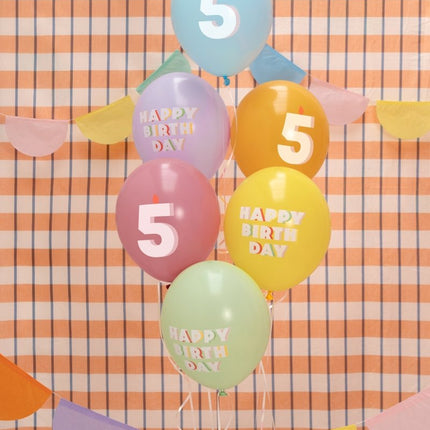 5 Jaar Ballonnen 30cm 6st van Partydeco koop je bij Partywinkel